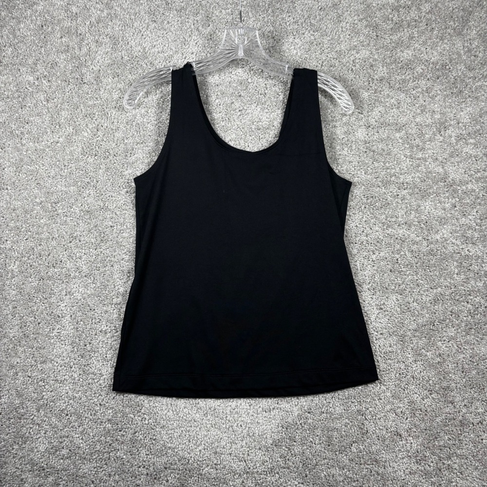 Chicos Microfiber Contemporary Tank Basic Knit Black Scoop Neck Size 1 NEW
